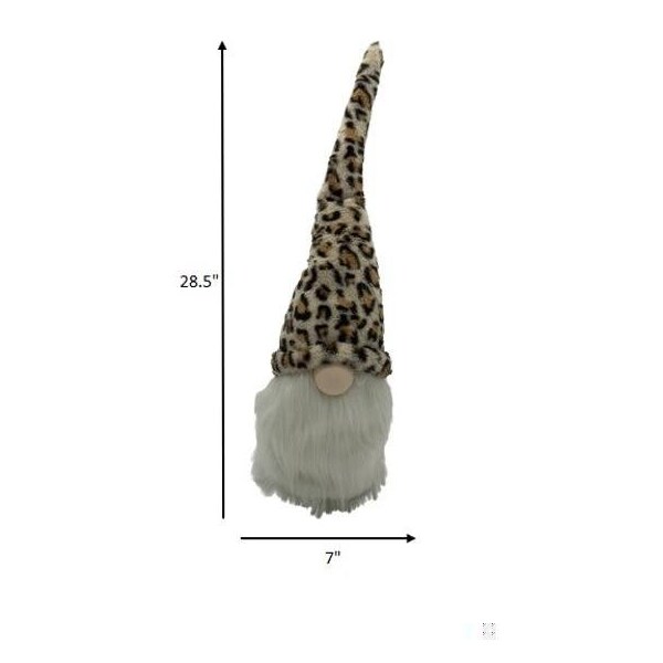 Homeroots 28.5 x 7 x 7 in. Multi Color Super Cool Cheetah Hat Gnome - 399296
