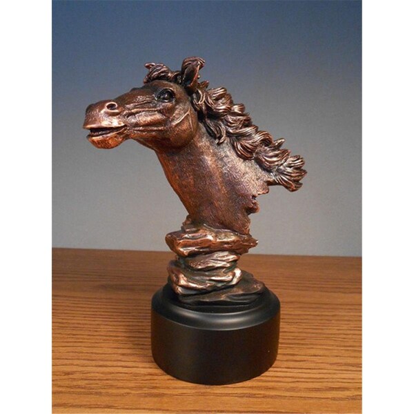 Dwellingdesigns F Horse Head Bronze Plated Resin Sculpture - DW2619761