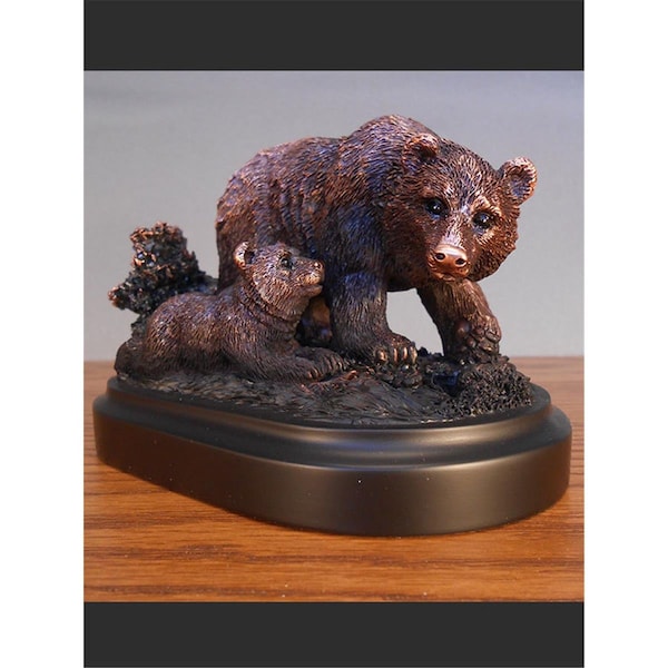 Dwellingdesigns F 5.5 x 3.5 in.Treasure of Nature Howling Bronze Bear & Fish Statue - DW2619799