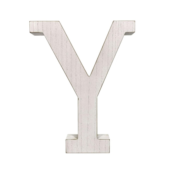 Palacedesigns 16 in. Distressed Wooden Initial Letter Y Sculpture, White Wash - PA3096521