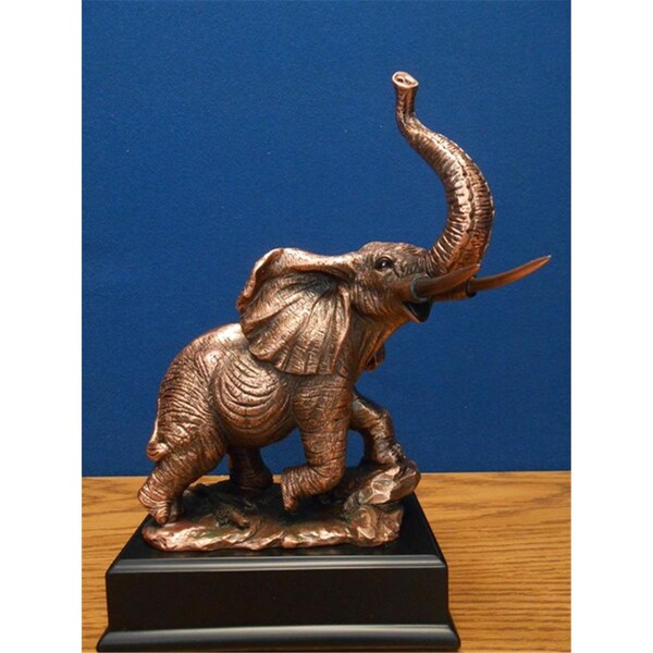 Dwellingdesigns F Elephant Bronze Plated Resin Sculpture - 8.5 x 6 x 10.5 in. - DW2619756