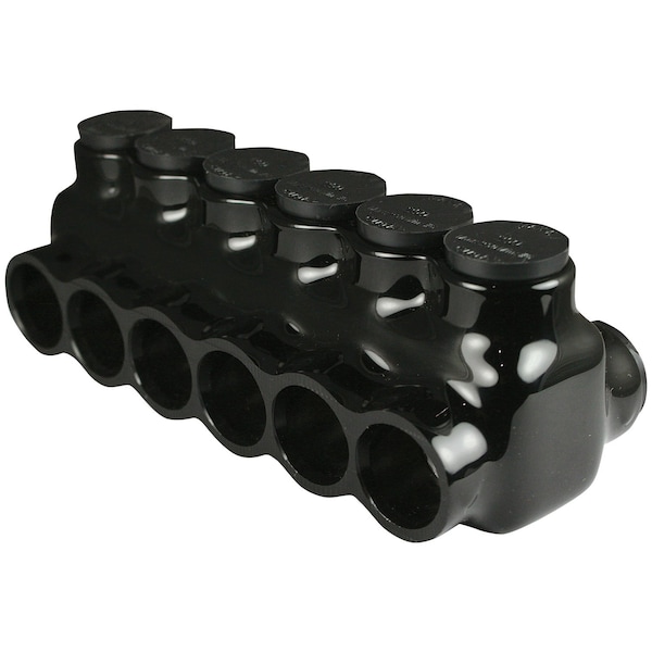 Conector múltiple de grifo de doble lado Asi de 6-3-0 AWG, 6 puertos, 600 V Negro - AICD250-6