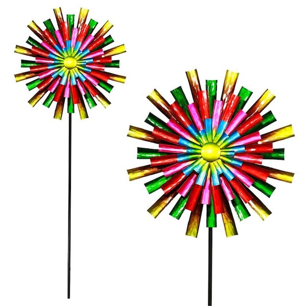 Lawnitator 81 in. Multi Color Metal Prismatic Colorful Flower Wind Spinner - LA2745023