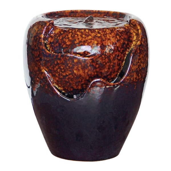 Design Toscano Burnt Umbra Ceramic Jar Garden Fountain - SS12360