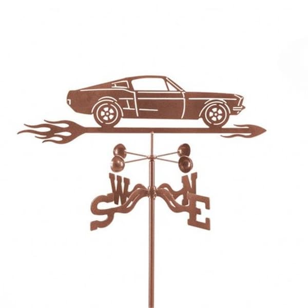 Ez Vane EZ Vane EZ1018-PT Mustang Car Weathervane with Post Mount - EZ1018-PT