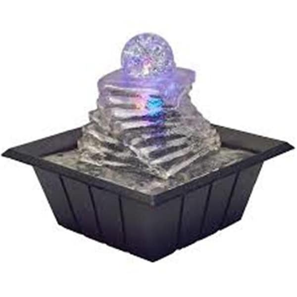 Ore Furniture Ore Furniture FT-1219 Spiral Ice Table Fountain With Multi Lights; 8 in. - FT-1219