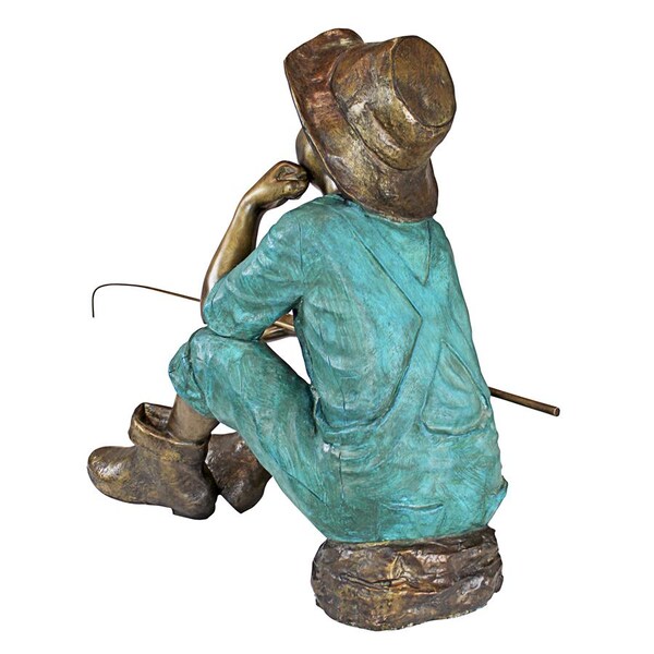 Design Toscano Fish Wish Fisherboy Cast Bronze Garden Statue - PN6961
