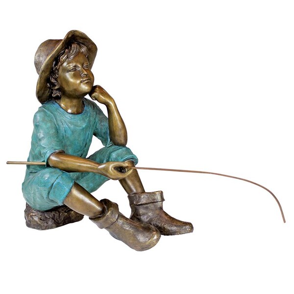 Design Toscano Fish Wish Fisherboy Cast Bronze Garden Statue - PN6961
