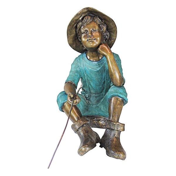 Design Toscano Fish Wish Fisherboy Cast Bronze Garden Statue - PN6961