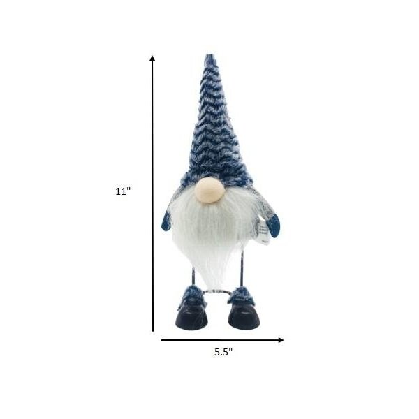 Homeroots 11 x 3.62 x 5.5 in. Blue Hat Standing Wire Leg Gnome - 399331