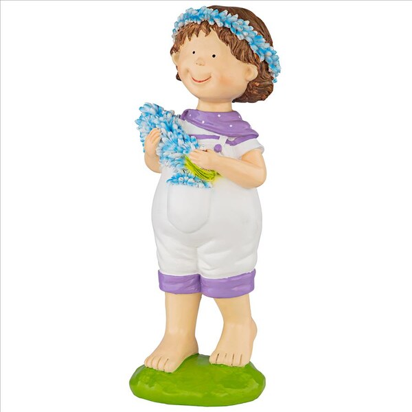 Design Toscano Bluebonnet Twins Springtime Child Garden Statue: Thierry Boy - QL215172