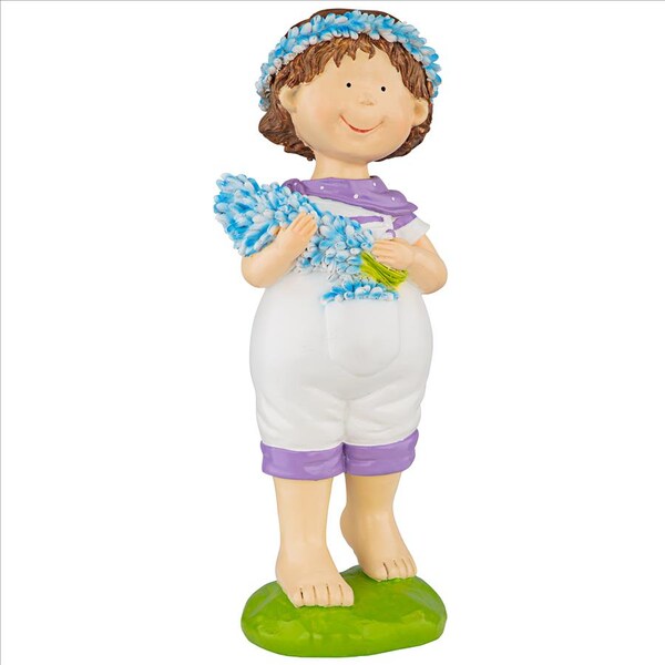Design Toscano Bluebonnet Twins Springtime Child Garden Statue: Thierry Boy - QL215172