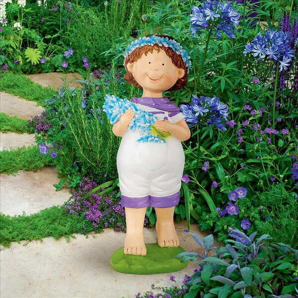 Design Toscano Bluebonnet Twins Springtime Child Garden Statue: Thierry Boy - QL215172