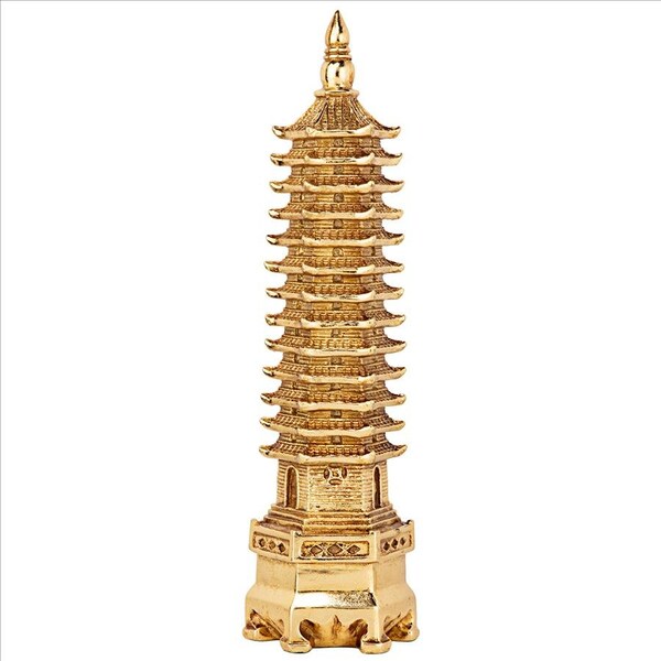 Design Toscano Golden Wen Chang Asian Pagoda Tower Statue - QL1316