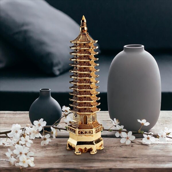 Design Toscano Golden Wen Chang Asian Pagoda Tower Statue - QL1316