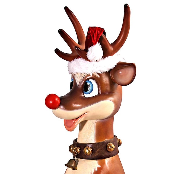 Design Toscano Santa's Red-Nosed Christmas Reindeer Statue: Sitting Large - NE80087