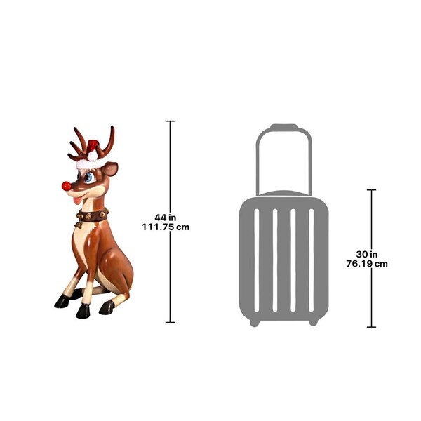Design Toscano Santa's Red-Nosed Christmas Reindeer Statue: Sitting Large - NE80087