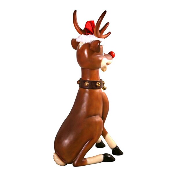 Design Toscano Santa's Red-Nosed Christmas Reindeer Statue: Sitting Large - NE80087