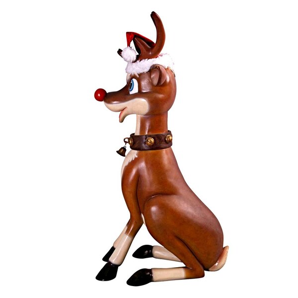 Design Toscano Santa's Red-Nosed Christmas Reindeer Statue: Sitting Large - NE80087