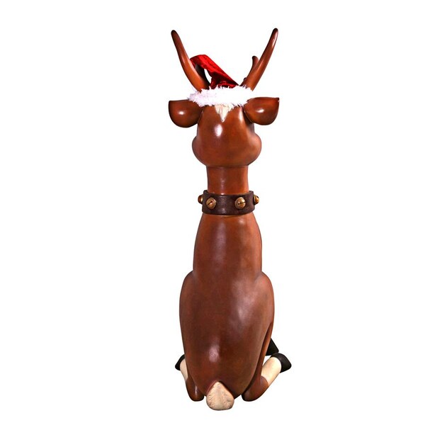 Design Toscano Santa's Red-Nosed Christmas Reindeer Statue: Sitting Large - NE80087