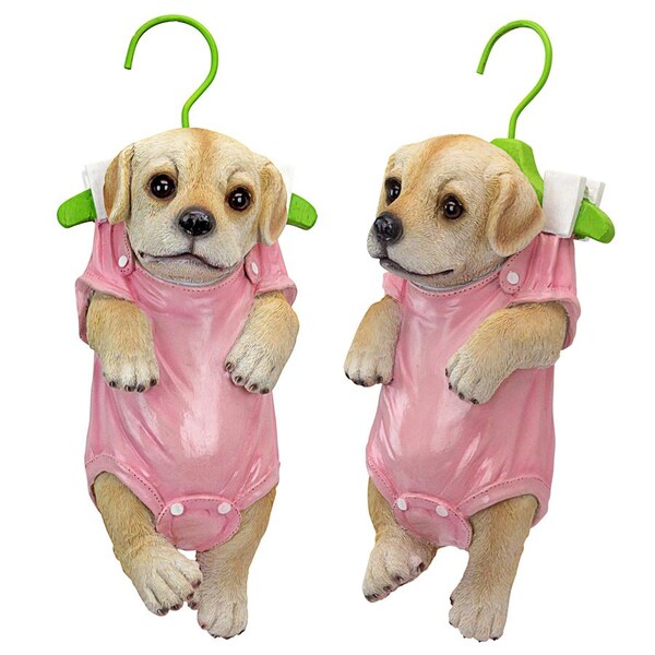 Design Toscano Hanger Hound Labrador Retriever Hanging Puppy Dog Statue: Set of Two - QM92928300