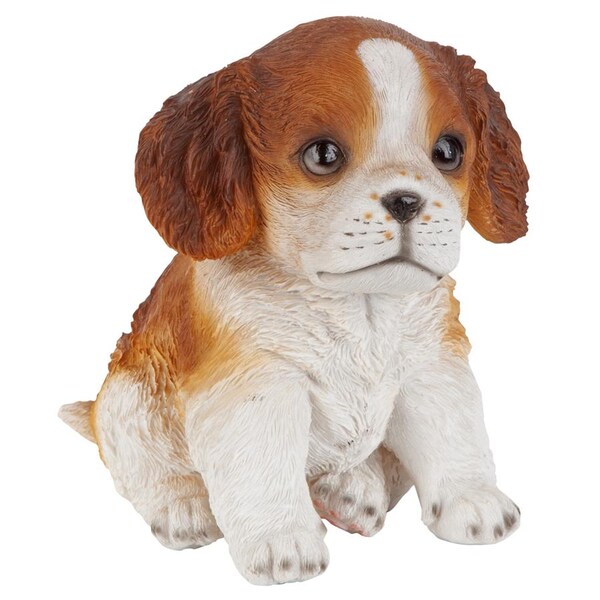 Design Toscano Red & White Cavalier King Charles Puppy Partner Collectible Dog Statue - JQ112069