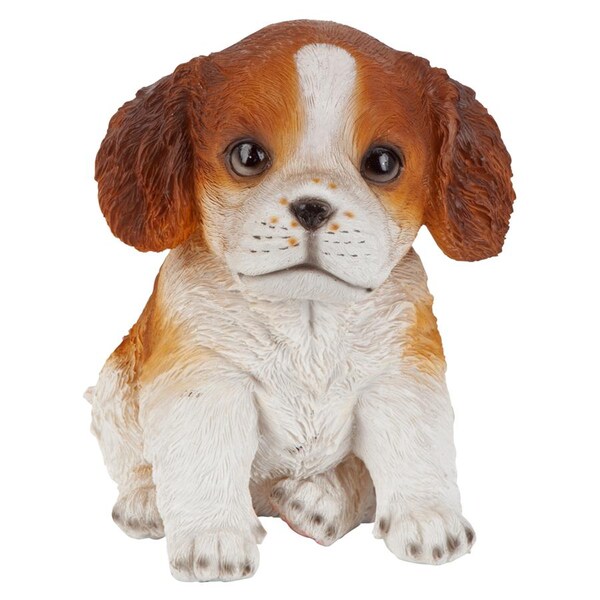 Design Toscano Red & White Cavalier King Charles Puppy Partner Collectible Dog Statue - JQ112069