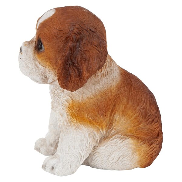 Design Toscano Red & White Cavalier King Charles Puppy Partner Collectible Dog Statue - JQ112069