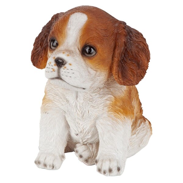 Design Toscano Red & White Cavalier King Charles Puppy Partner Collectible Dog Statue - JQ112069
