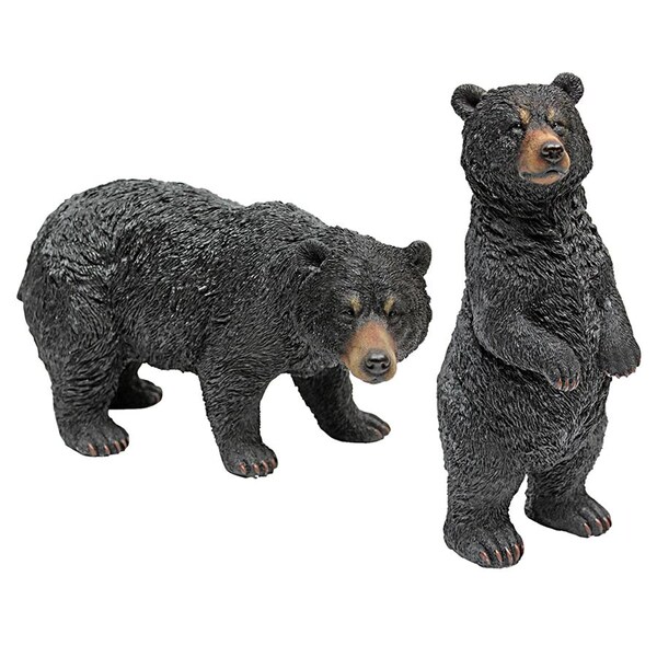 Design Toscano Walking and Standing Black Bear Statues: Set of Two - QM924217
