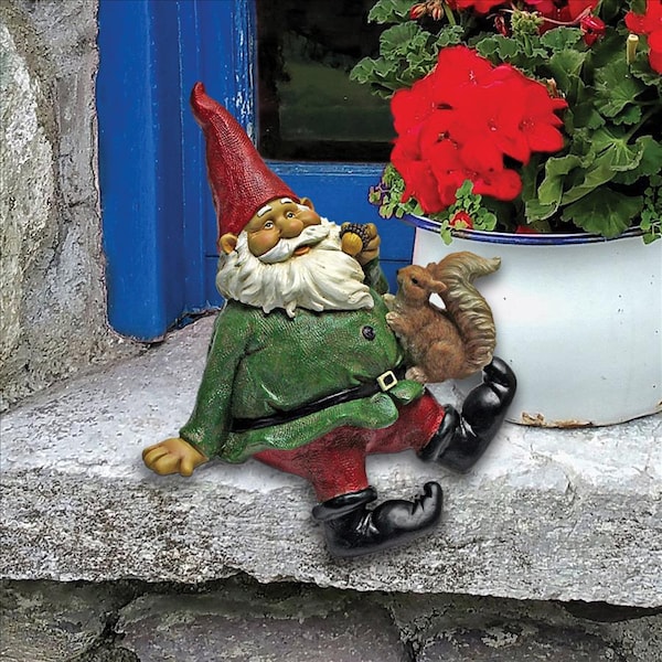 Design Toscano Osbert, the Garden Gnome Shelf Sitter Statues: Set of Two - QM9208561