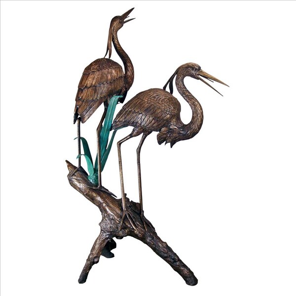 Design Toscano Two Herons on a Log Cast Bronze Garden Statue - PN6805