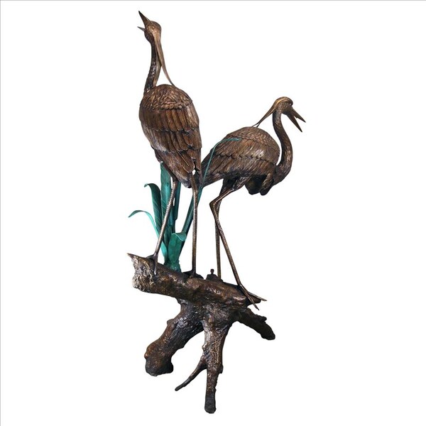 Design Toscano Two Herons on a Log Cast Bronze Garden Statue - PN6805