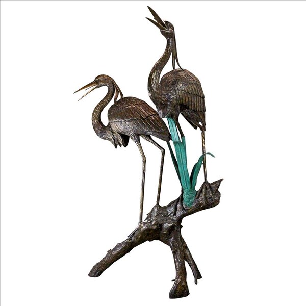 Design Toscano Two Herons on a Log Cast Bronze Garden Statue - PN6805