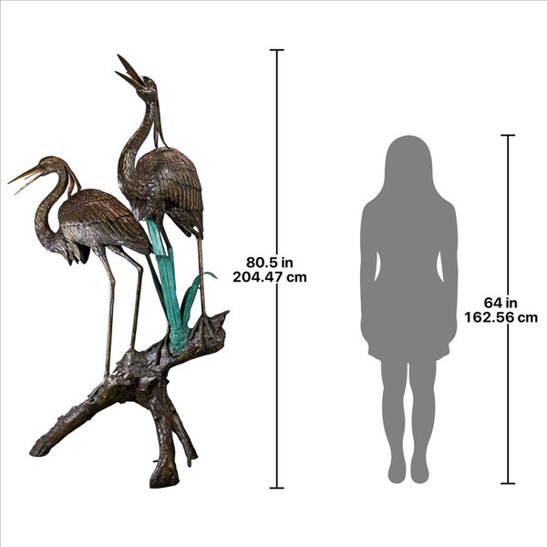 Design Toscano Two Herons on a Log Cast Bronze Garden Statue - PN6805