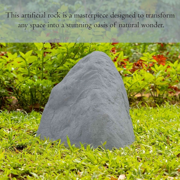 Gardenised Decorative Outdoor Artificial Faux Stone Rock, Garden Patio Granite Grey Stone, Monument Shaped - QI004607