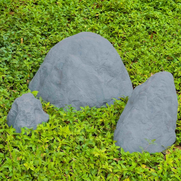 Gardenised Decorative Outdoor Artificial Faux Stone Rock, Garden Patio Granite Grey Stone, Monument Shaped - QI004607
