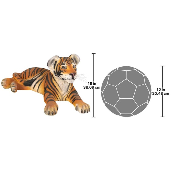 Design Toscano The Grand-Scale Lying Down Bengal Tiger Cub Statue - NE80148