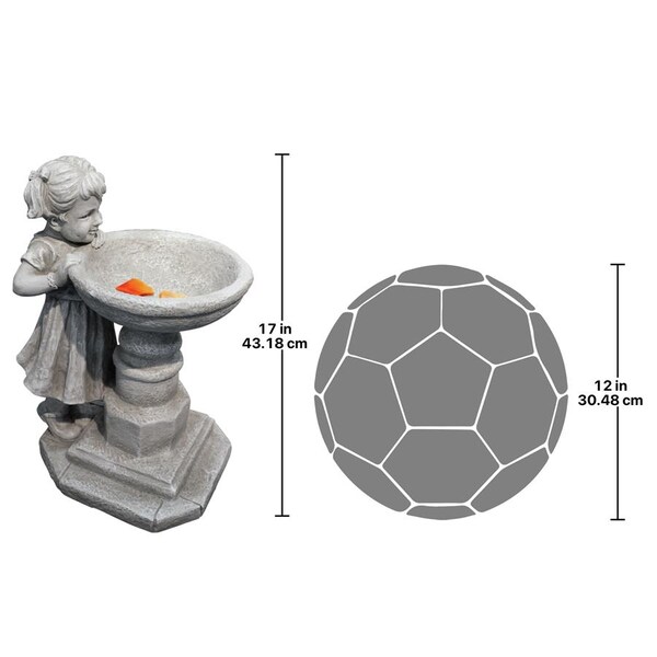 Design Toscano Georgina's Garden Gaze Child at Birdbath Statue - SH38018613