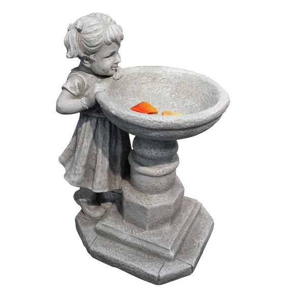 Design Toscano Georgina's Garden Gaze Child at Birdbath Statue - SH38018613