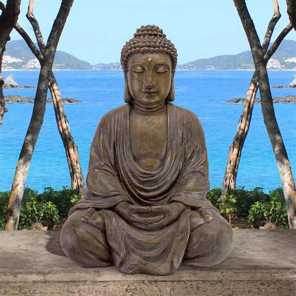 Design Toscano Meditative Buddha of the Grand Temple: Dark Stone, Medium - AL1614