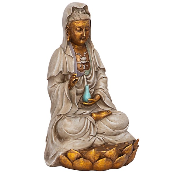 Design Toscano Goddess Guan Yin Seated on a Lotus Statue - EU1017