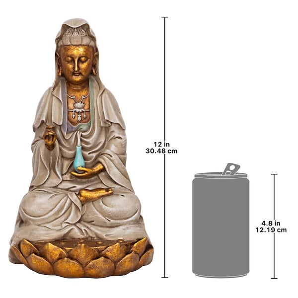 Design Toscano Goddess Guan Yin Seated on a Lotus Statue - EU1017