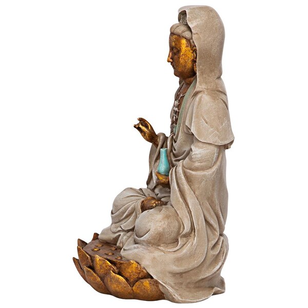 Design Toscano Goddess Guan Yin Seated on a Lotus Statue - EU1017