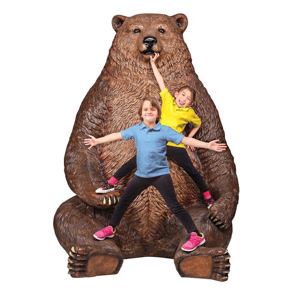 Design Toscano Sitting Pretty Oversized Brown Bear Statue with Paw Seat - NE130011