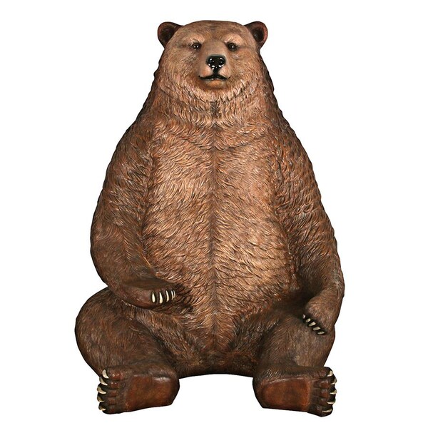 Design Toscano Sitting Pretty Oversized Brown Bear Statue with Paw Seat - NE130011