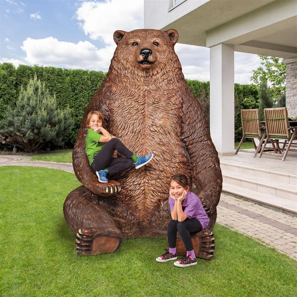 Design Toscano Sitting Pretty Oversized Brown Bear Statue with Paw Seat - NE130011