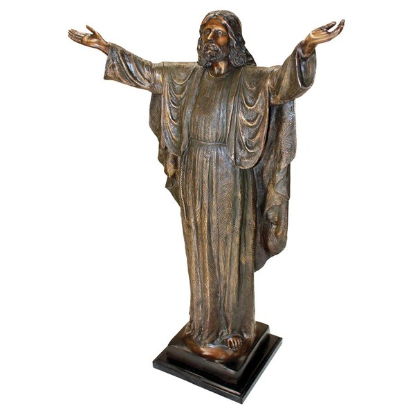 Design Toscano Jesus Christ, with His Arms Raised Cast Bronze Garden Statue - KW29505
