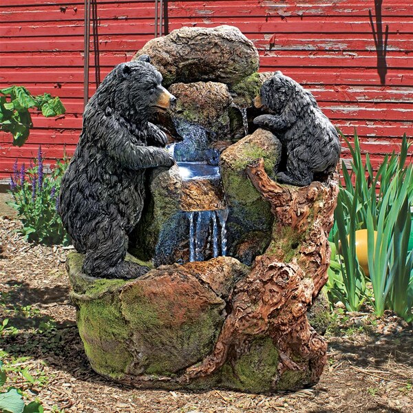 Design Toscano Grizzly Gulch Black Bears Sculptural Fountain - SH380324