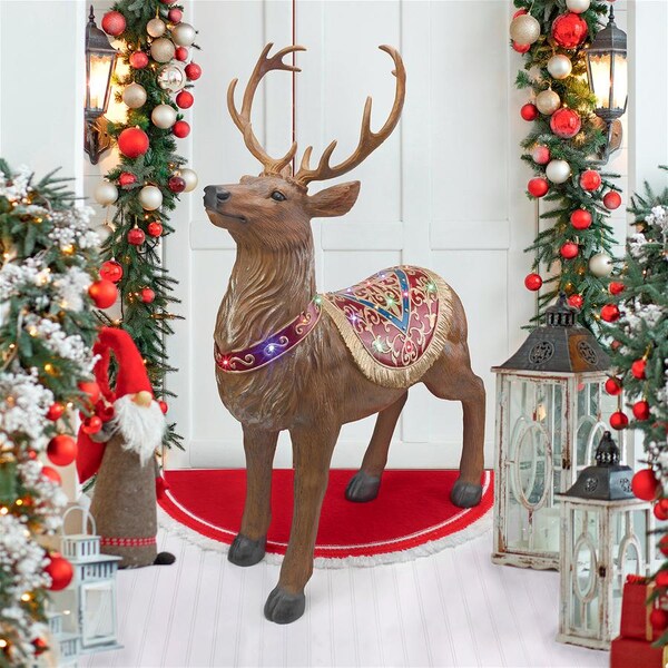 Design Toscano Santa's North Pole Illuminated Reindeer Holiday Statue - DB1410